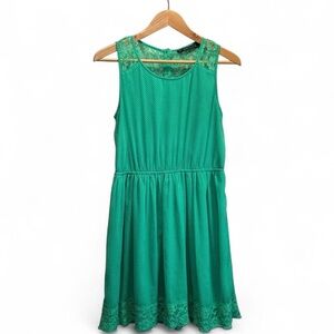 Zara Teal Lace Trim Kids Dress